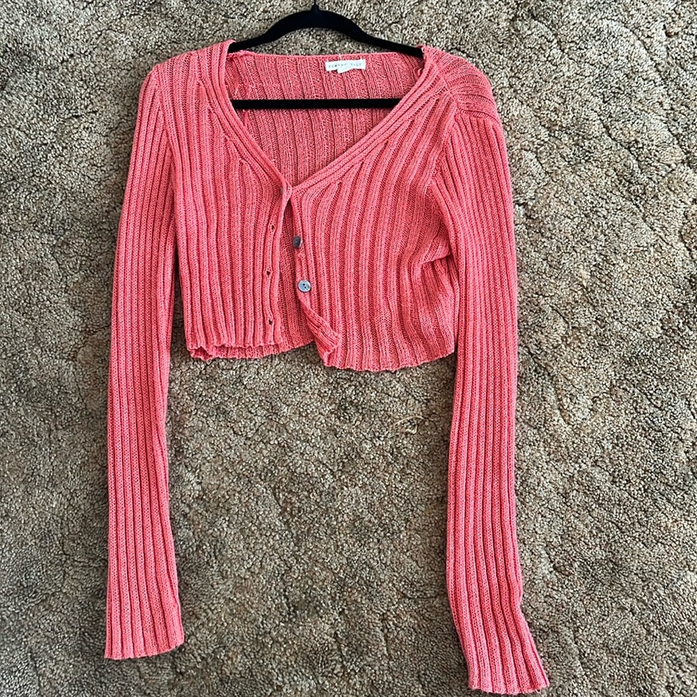Pink Aeropostale botton down cropped sweater size L